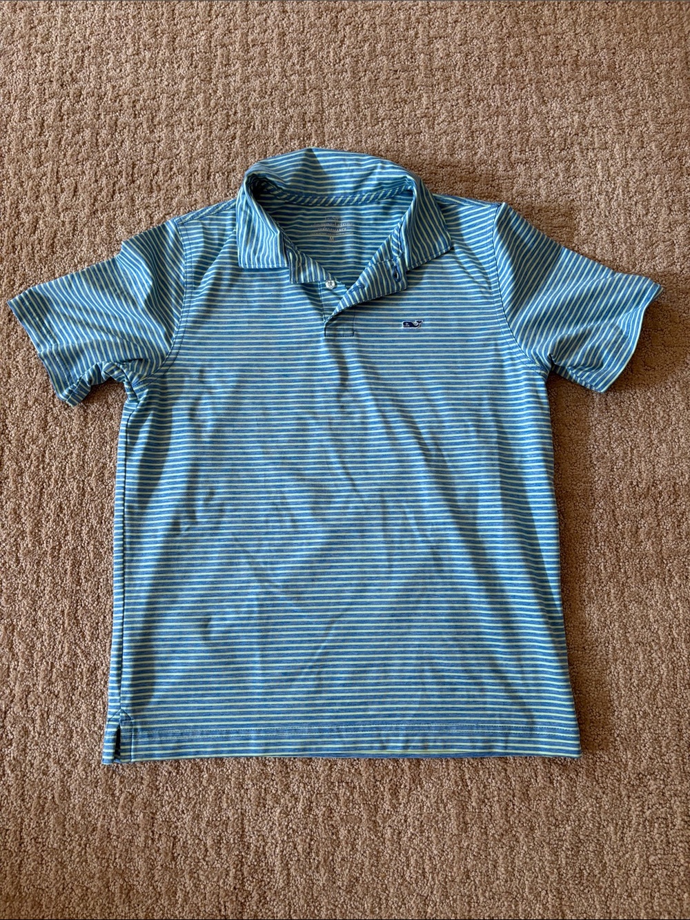 Like new vineyard vines Light Blue Striped boys Polo Shirt, size M